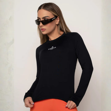 Blusa Fitness Feminino Solar Preto Lopana - LP124