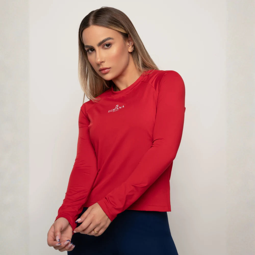 Blusa Fitness Feminino Solar Vermelha Lopana - LP127