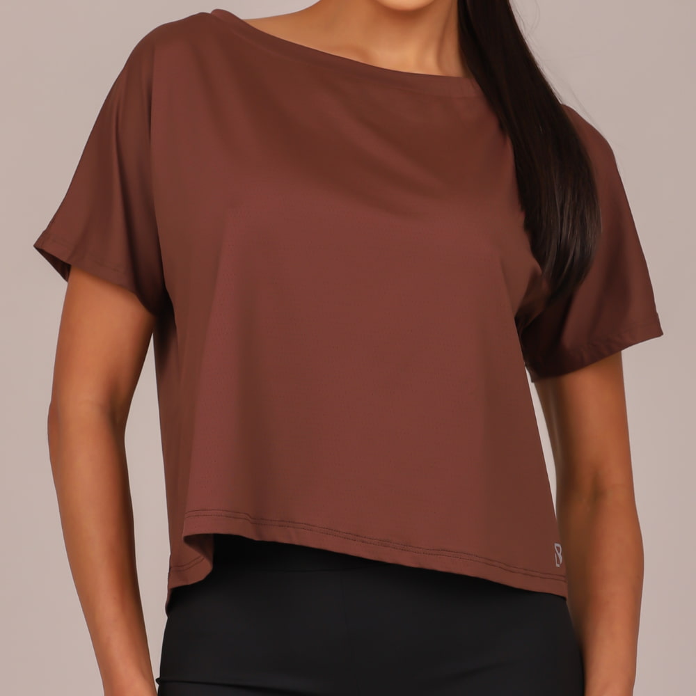 Blusa Fitness Feminina Marrom Flora Lopana - LP120