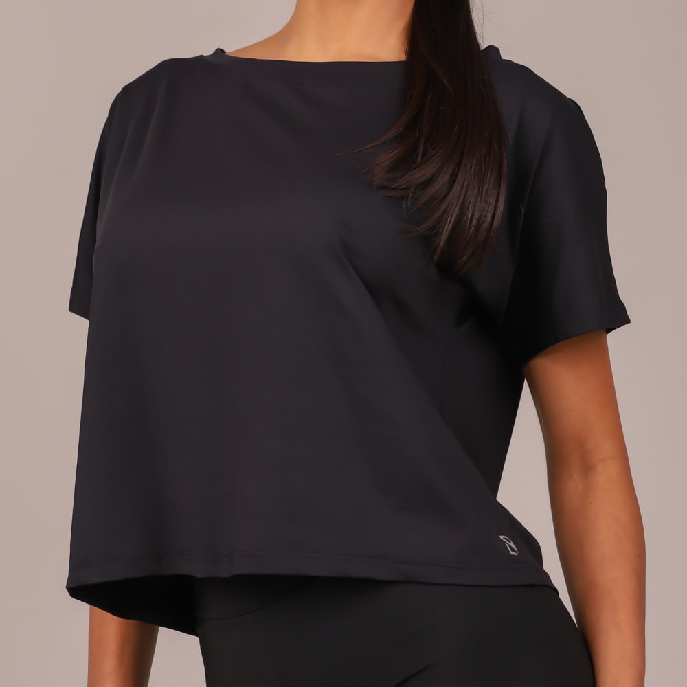 Blusa Fitness Feminina Preta Flora Lopana - LP95