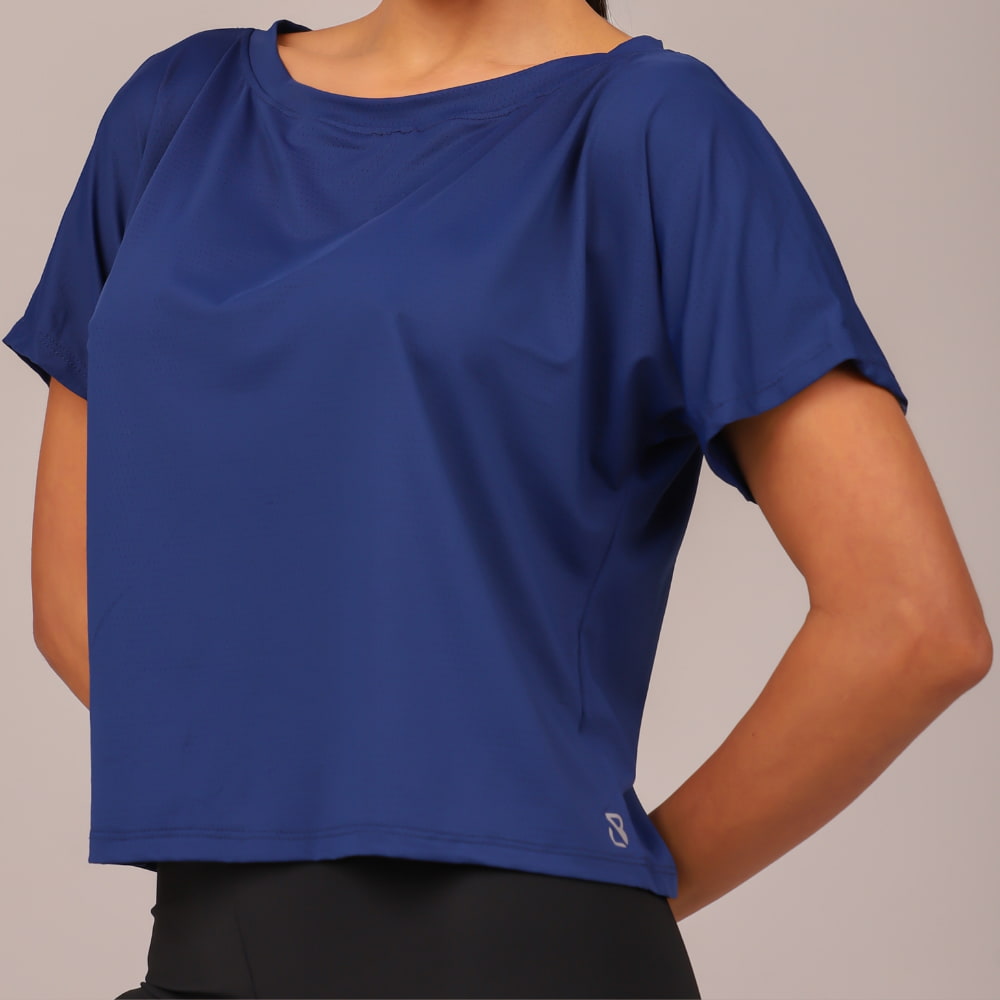 Blusa Fitness Feminina Azul Marinho Flora Lopana - LP98