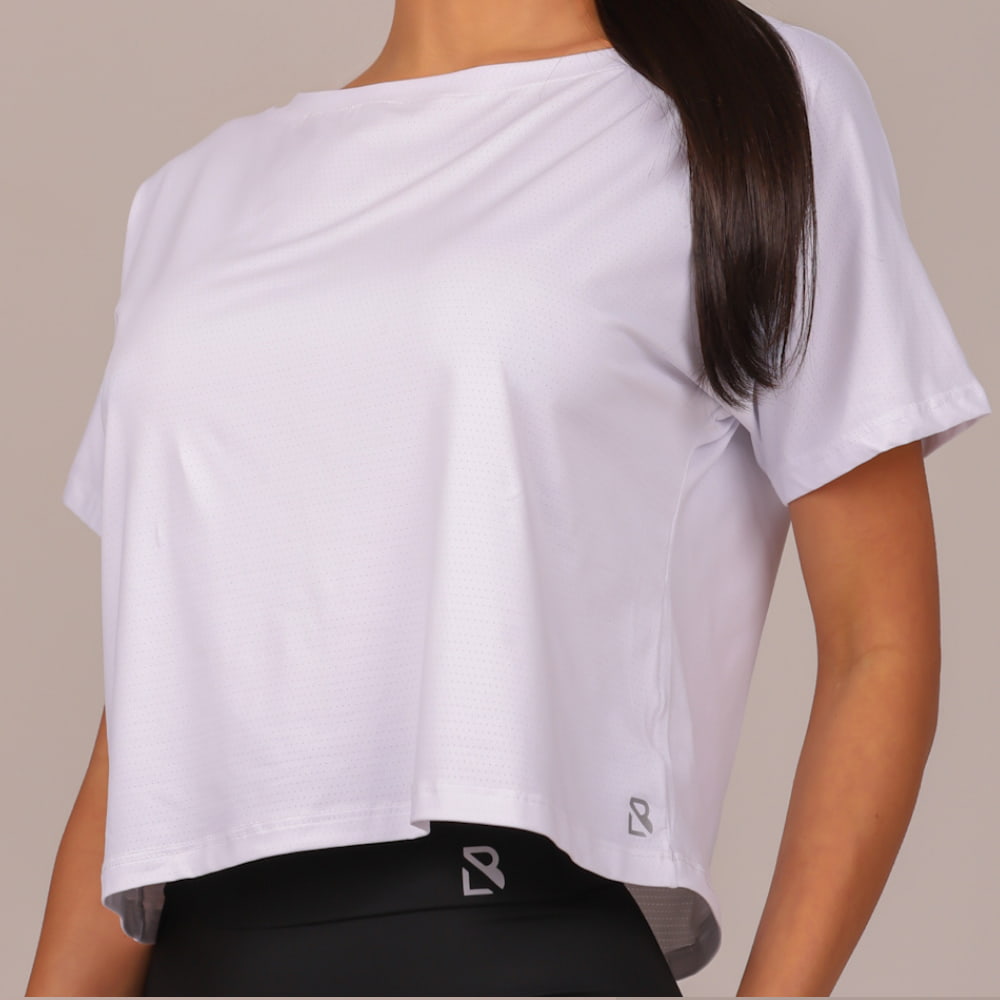 Blusa Fitness Feminina Branco Flora Lopana - LP97