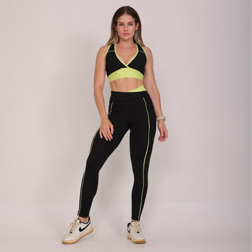 Conjunto Fitness Feminino Ouse Preto-Verde - LP70