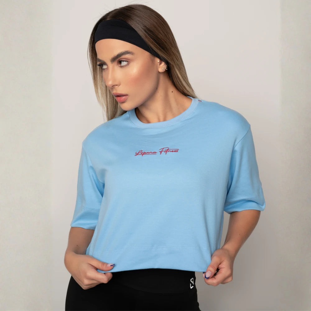 Cropped Feminino Fitness Brisa Azul Bebê Casual - LP130