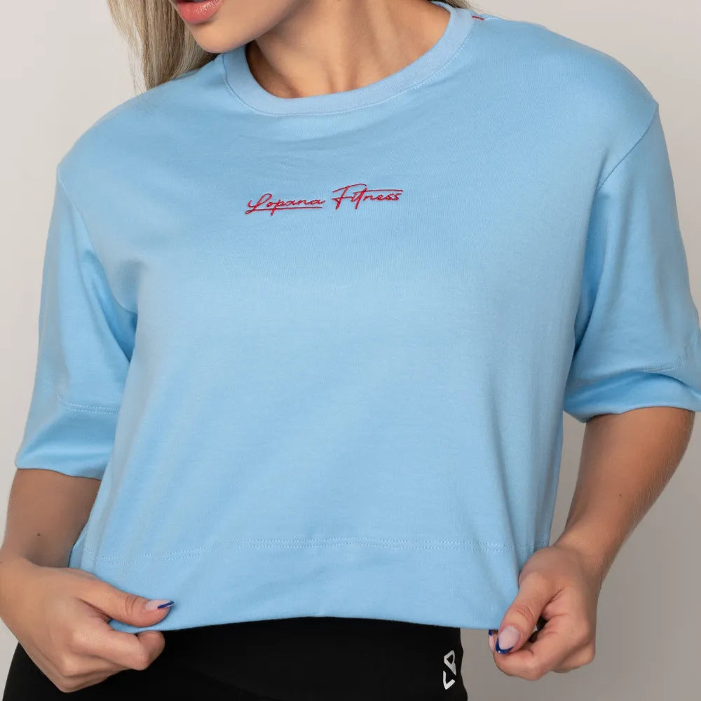 Cropped Feminino Fitness Brisa Azul Bebê Casual - LP130