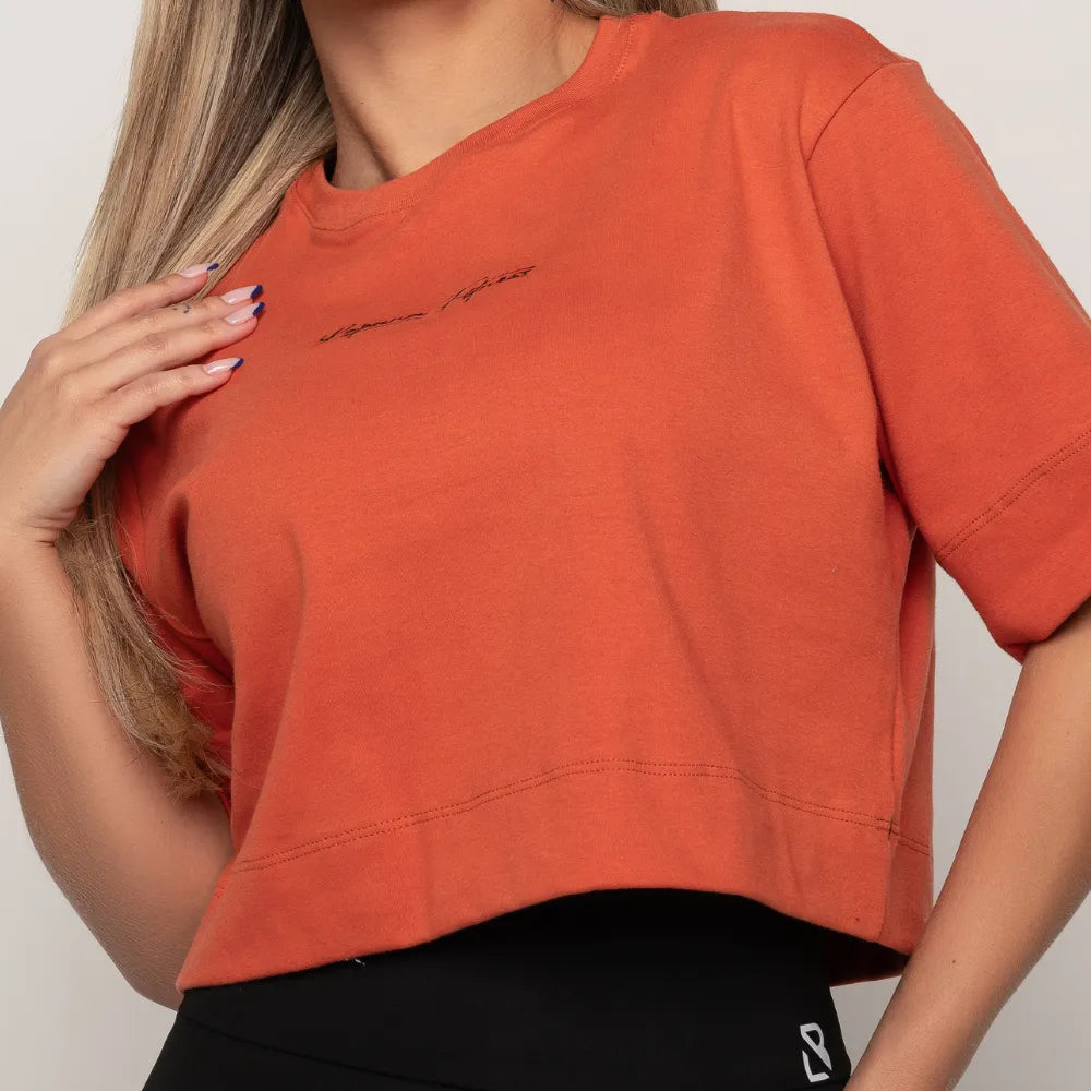 Cropped Feminino Fitness Brisa Terracota Casual - LP131