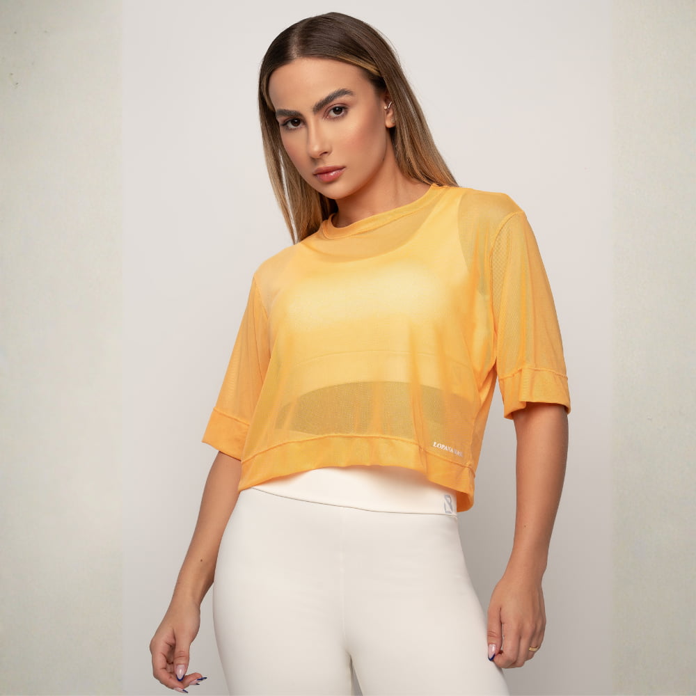 Cropped Fitness Feminino Cadente Laranja - Lp64