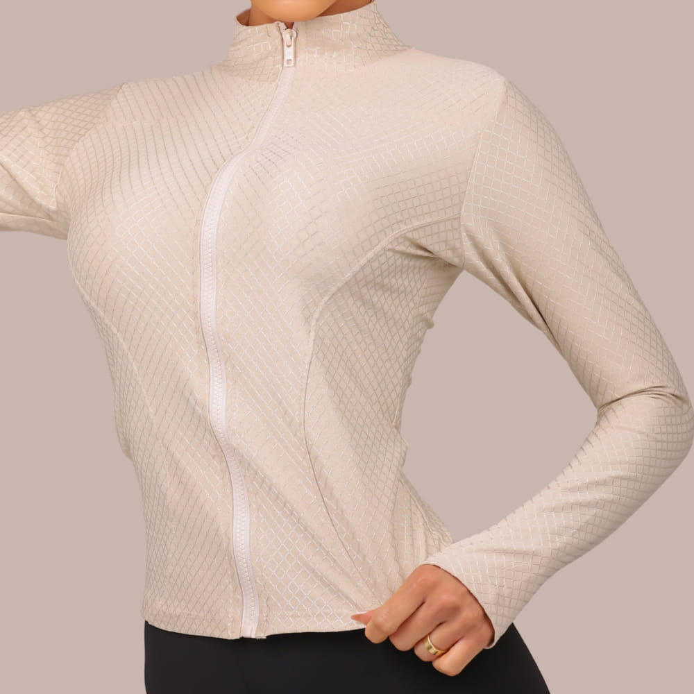 Jaqueta Neblina Fitness Feminina Off-White Slim Fit - LP118