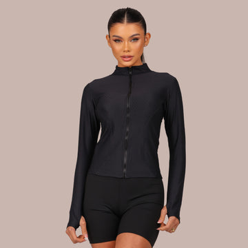 Jaqueta Neblina Fitness Feminina Preta Slim Fit - LP117