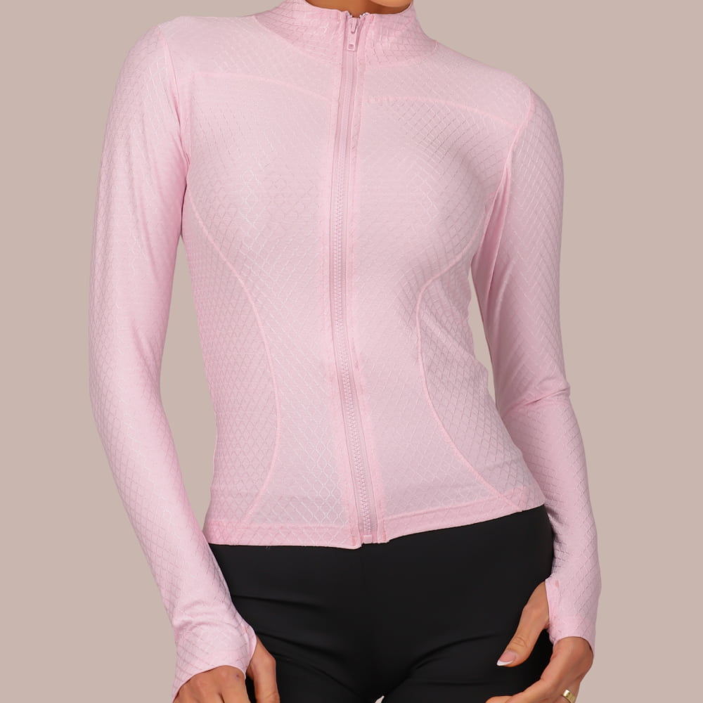 Jaqueta Neblina Fitness Feminina Rosa Slim Fit - LP116