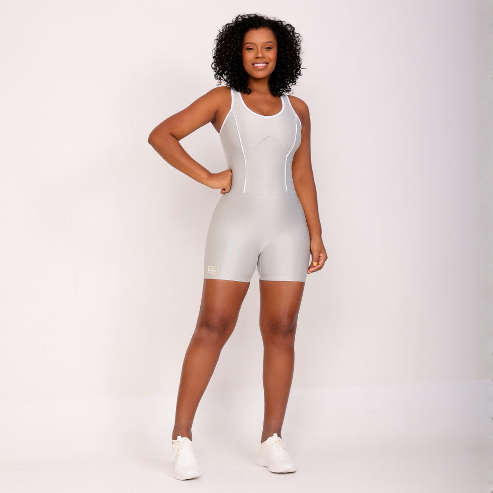 Macaquinho Feminino Fitness Sprint Prata - LP55