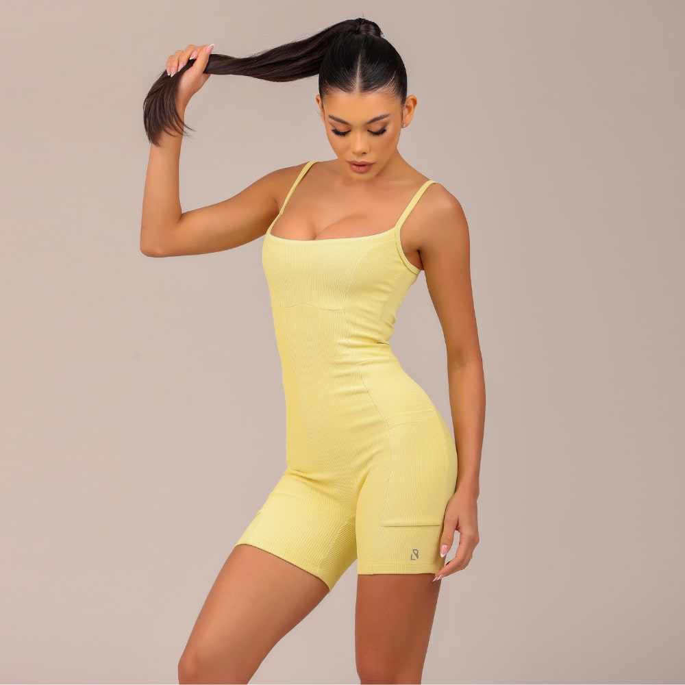 Macaquinho Fitness Amarelo Feminino Gold Lopana - LP87