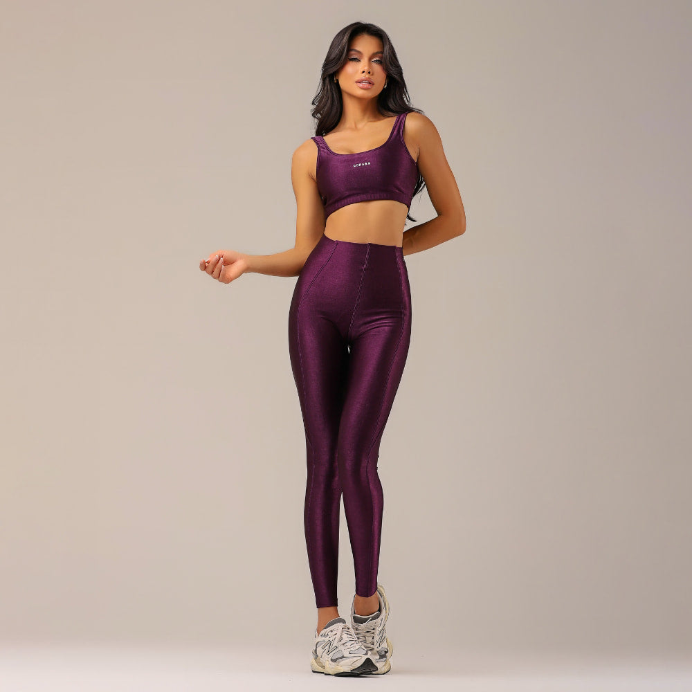 Conjunto Fitness Feminino Max Brilho Roxo - LP34