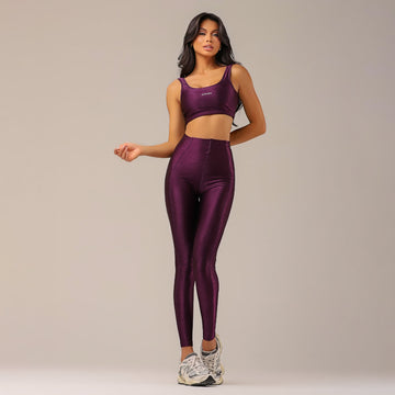 Conjunto Fitness Feminino Max Brilho Roxo - LP34