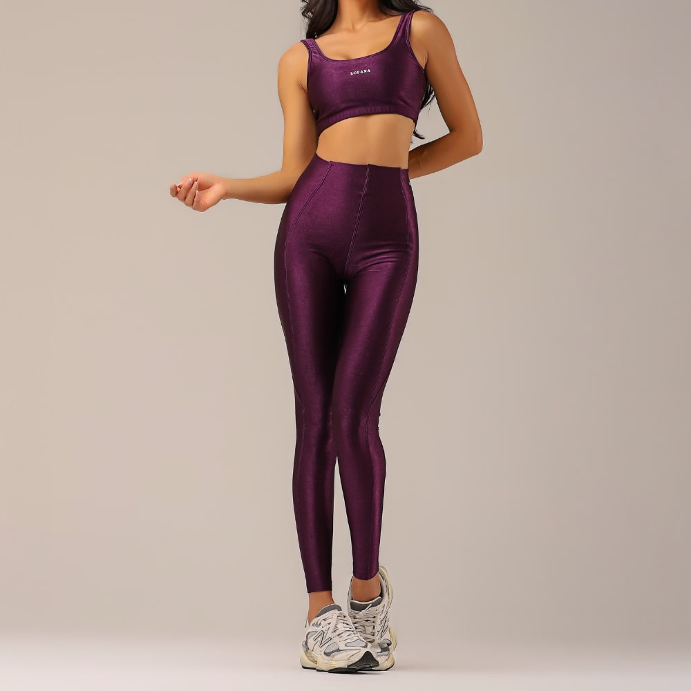 Conjunto Fitness Feminino Max Brilho Roxo - LP34