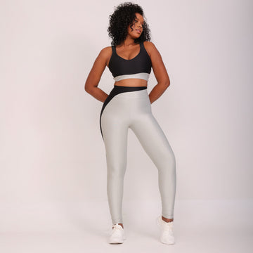 Conjunto Fitness Feminino Sproll Cinza com Preto - LP62