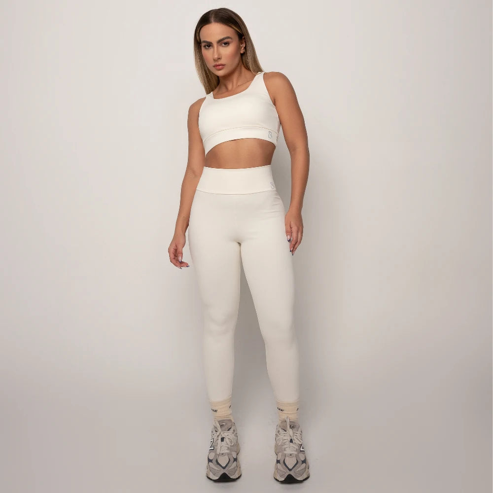 Calça Fitness Feminina Aurora Off White Lopana - LP139